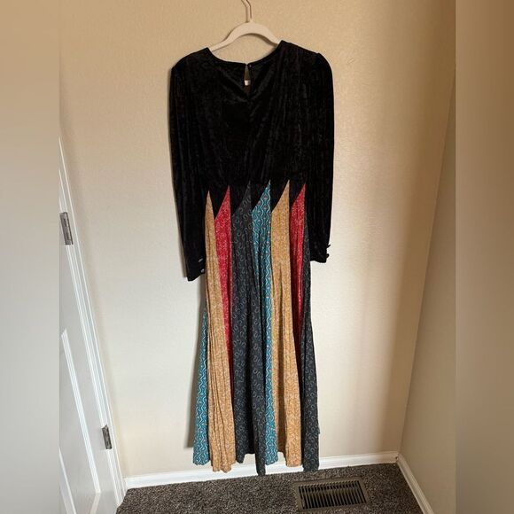 Vintage Circle T Western Velour Patchwork Maxi Dress Sz S Circus‎ Witchy Peasant - Picture 3 of 8